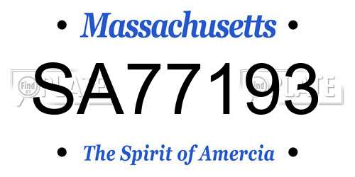SA77193 Massachusetts License Plate