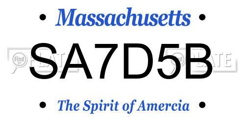 SA7D5B Massachusetts License Plate