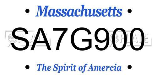 SA7G900 Massachusetts License Plate