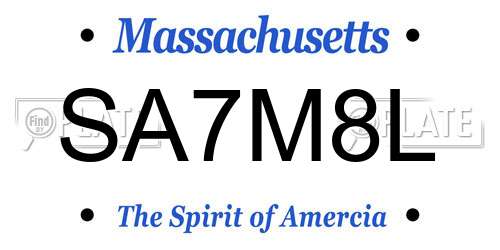 SA7M8L Massachusetts License Plate