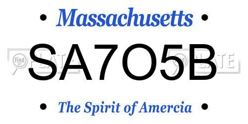 SA7O5B Massachusetts License Plate