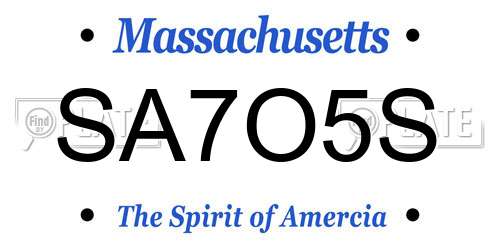 SA7O5S Massachusetts License Plate
