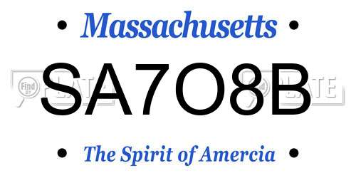 SA7O8B Massachusetts License Plate