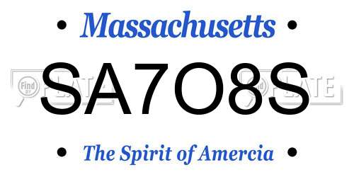 SA7O8S Massachusetts License Plate