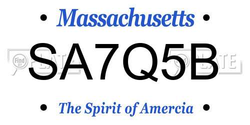 SA7Q5B Massachusetts License Plate