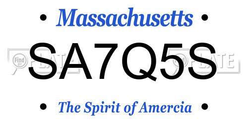 SA7Q5S Massachusetts License Plate