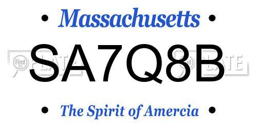 SA7Q8B Massachusetts License Plate