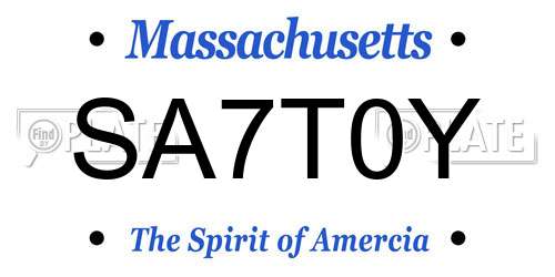SA7T0Y Massachusetts License Plate
