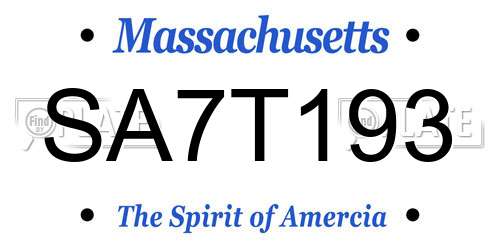 SA7T193 Massachusetts License Plate