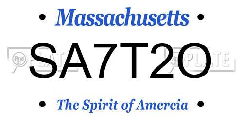 SA7T2O Massachusetts License Plate
