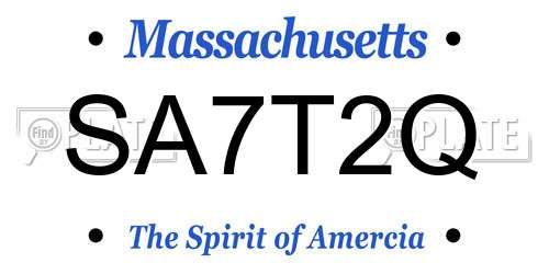 SA7T2Q Massachusetts License Plate