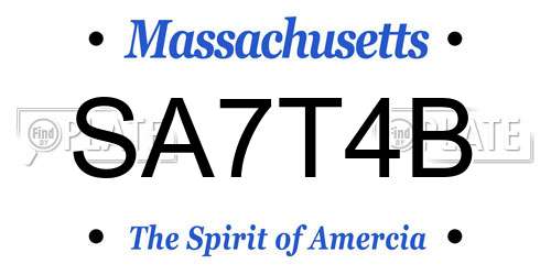 SA7T4B Massachusetts License Plate