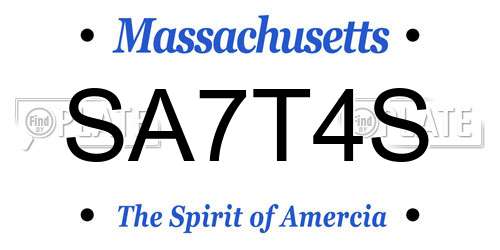 SA7T4S Massachusetts License Plate