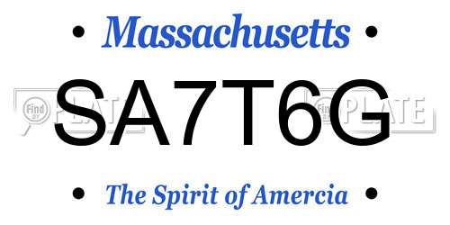 SA7T6G Massachusetts License Plate