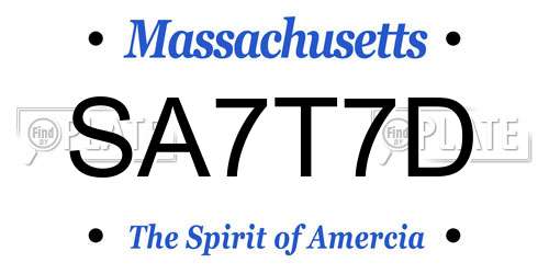 SA7T7D Massachusetts License Plate