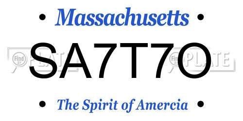SA7T7O Massachusetts License Plate