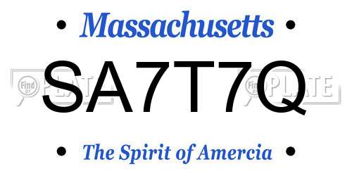 SA7T7Q Massachusetts License Plate