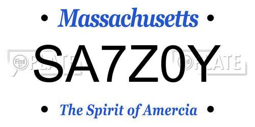 SA7Z0Y Massachusetts License Plate