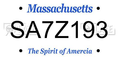 SA7Z193 Massachusetts License Plate