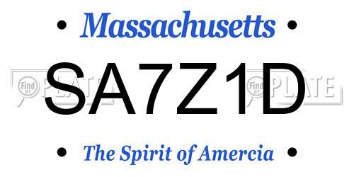 SA7Z1D Massachusetts License Plate