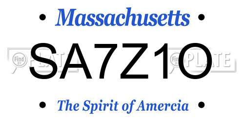 SA7Z1O Massachusetts License Plate