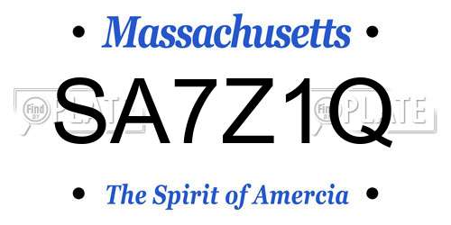 SA7Z1Q Massachusetts License Plate