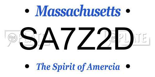 SA7Z2D Massachusetts License Plate