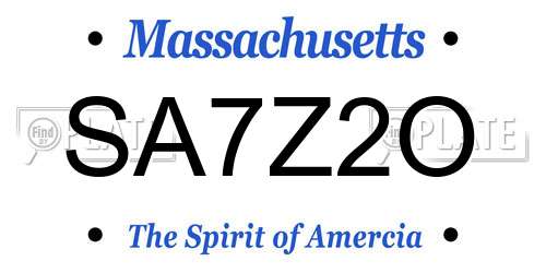 SA7Z2O Massachusetts License Plate