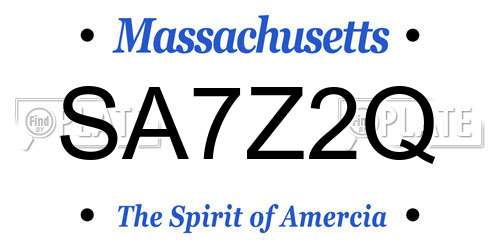 SA7Z2Q Massachusetts License Plate