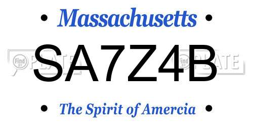 SA7Z4B Massachusetts License Plate