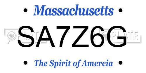SA7Z6G Massachusetts License Plate