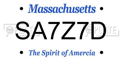 SA7Z7D Massachusetts License Plate