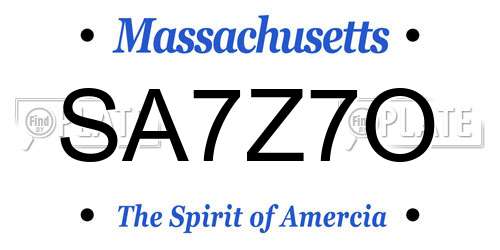 SA7Z7O Massachusetts License Plate