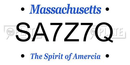 SA7Z7Q Massachusetts License Plate