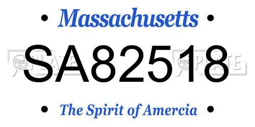 SA82518 Massachusetts License Plate