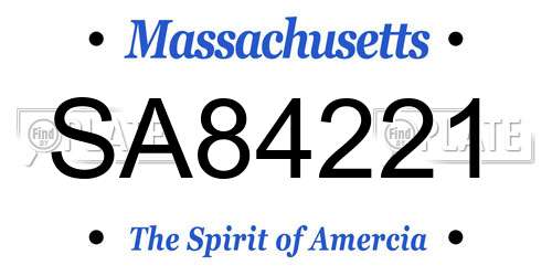 SA84221 Massachusetts License Plate