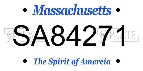 SA84271 Massachusetts License Plate