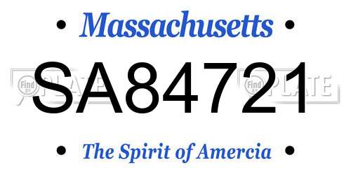 SA84721 Massachusetts License Plate