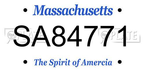 SA84771 Massachusetts License Plate