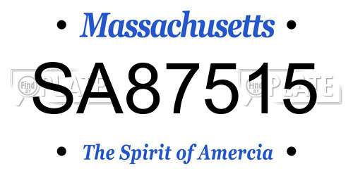 SA87515 Massachusetts License Plate