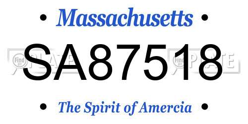 SA87518 Massachusetts License Plate