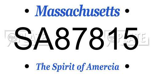 SA87815 Massachusetts License Plate