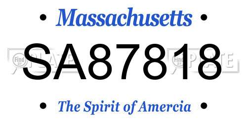 SA87818 Massachusetts License Plate