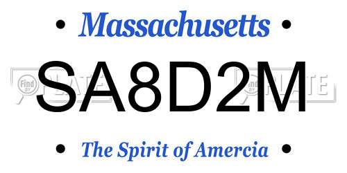 SA8D2M Massachusetts License Plate