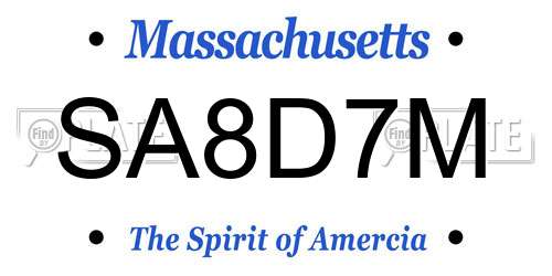 SA8D7M Massachusetts License Plate