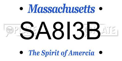 SA8I3B Massachusetts License Plate