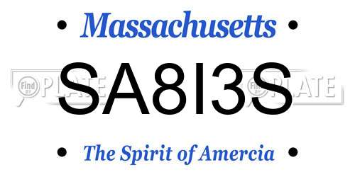 SA8I3S Massachusetts License Plate