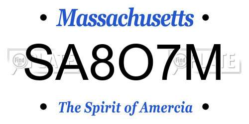 SA8O7M Massachusetts License Plate