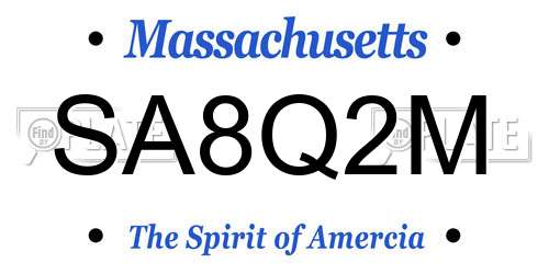 SA8Q2M Massachusetts License Plate