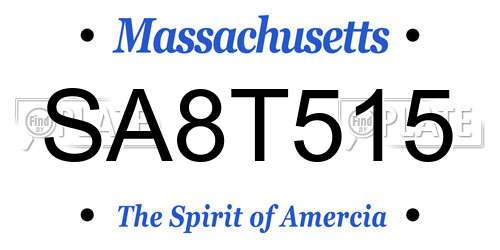 SA8T515 Massachusetts License Plate